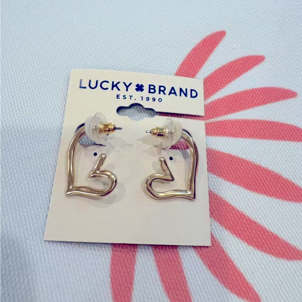 Lucky Brand Gold-Tone Heart Earrings